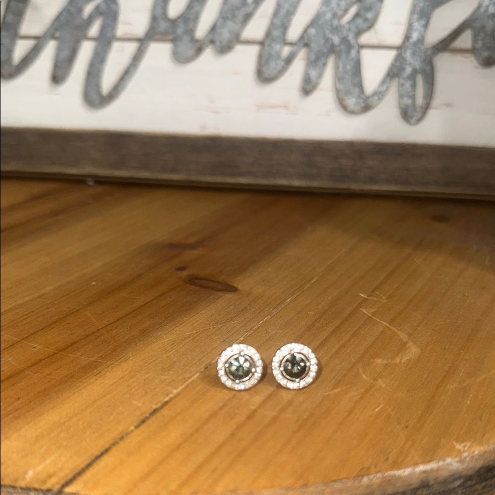 Elegant Silver and White Stud Earrings